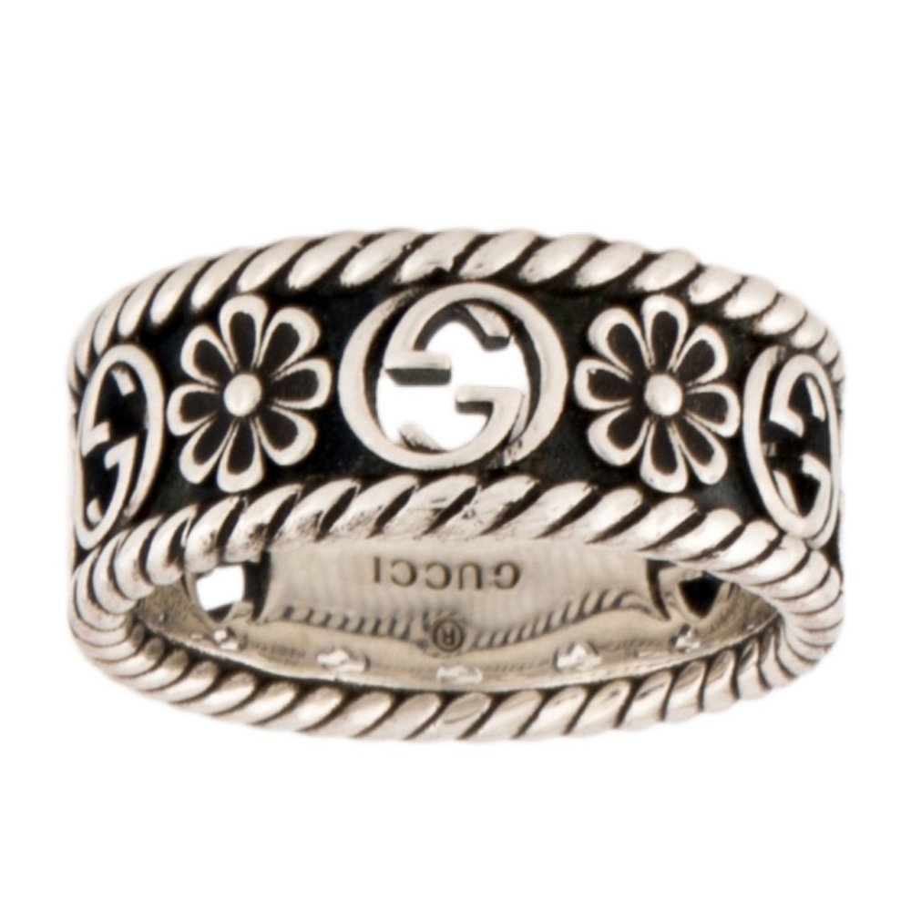 GUCCI STERLING SILVER 925 MADE IN ITALY INTERLOCKING G BAND RING - Picture 7 of 8